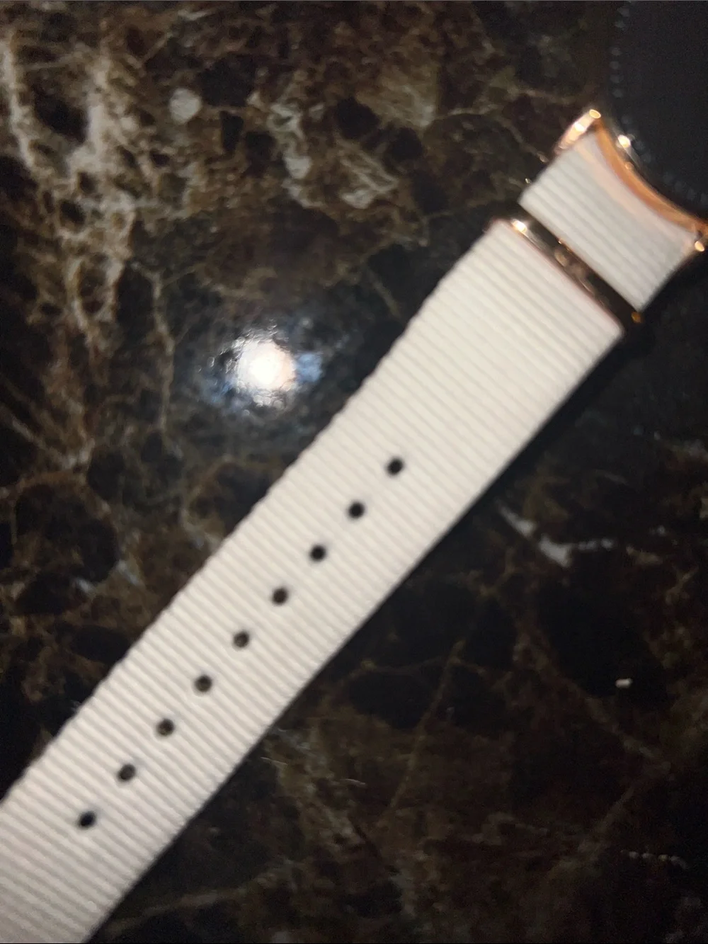 Classic Black Dial Watch with White Nylon Strap